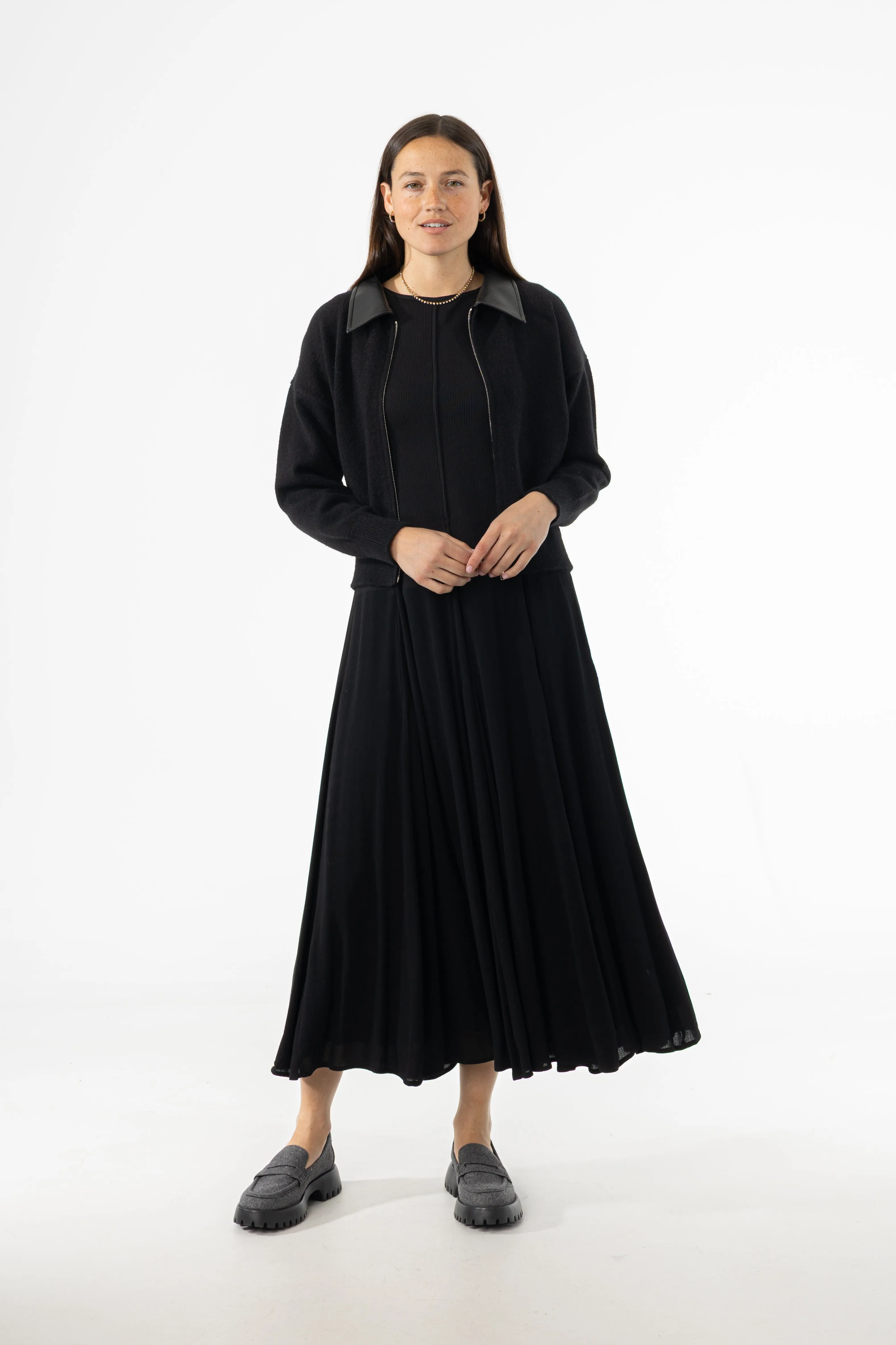 Black Fabric Combo Jumper Stream Cut