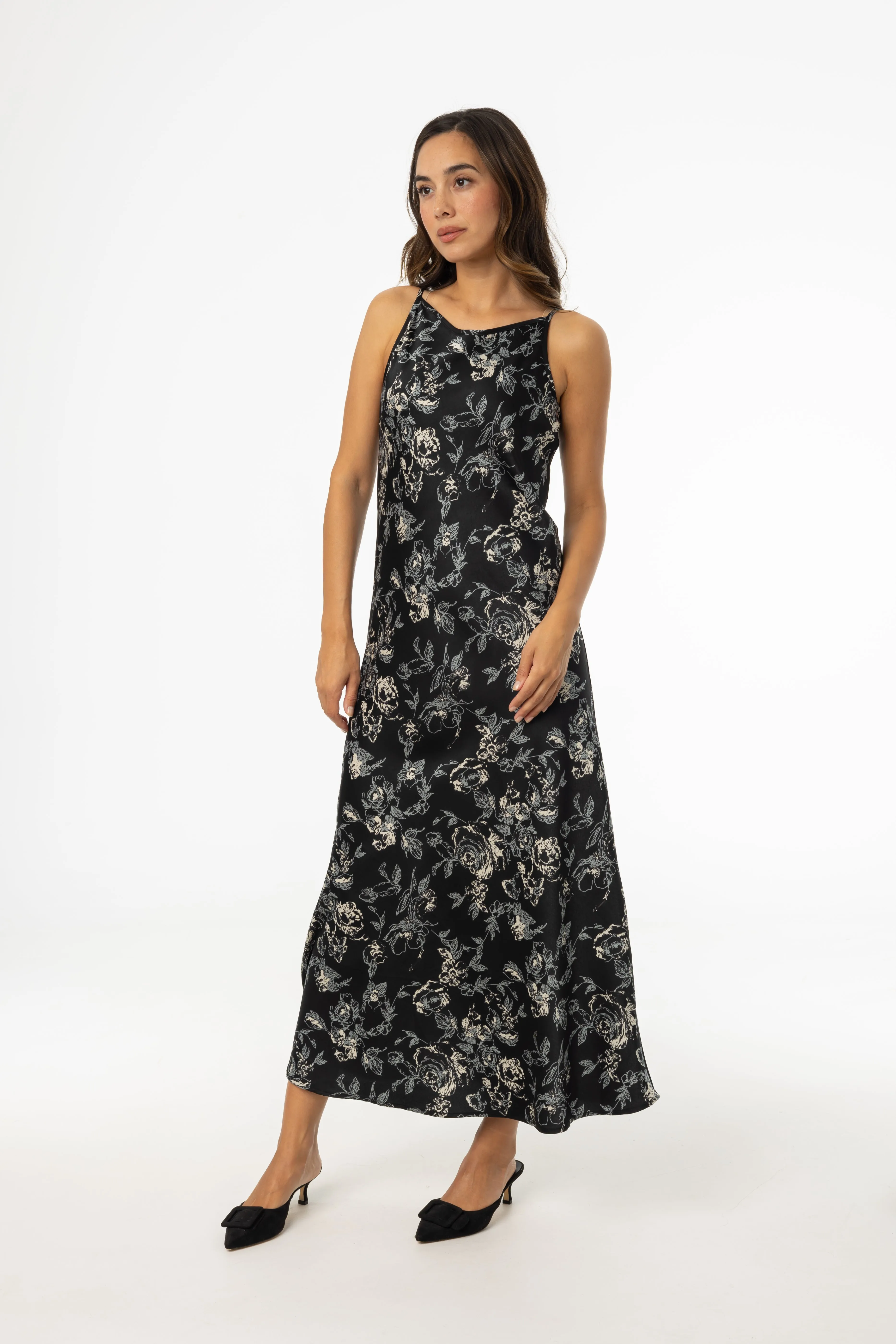 Multi Floral Printed Slip Dress Easy Drape All Timewear