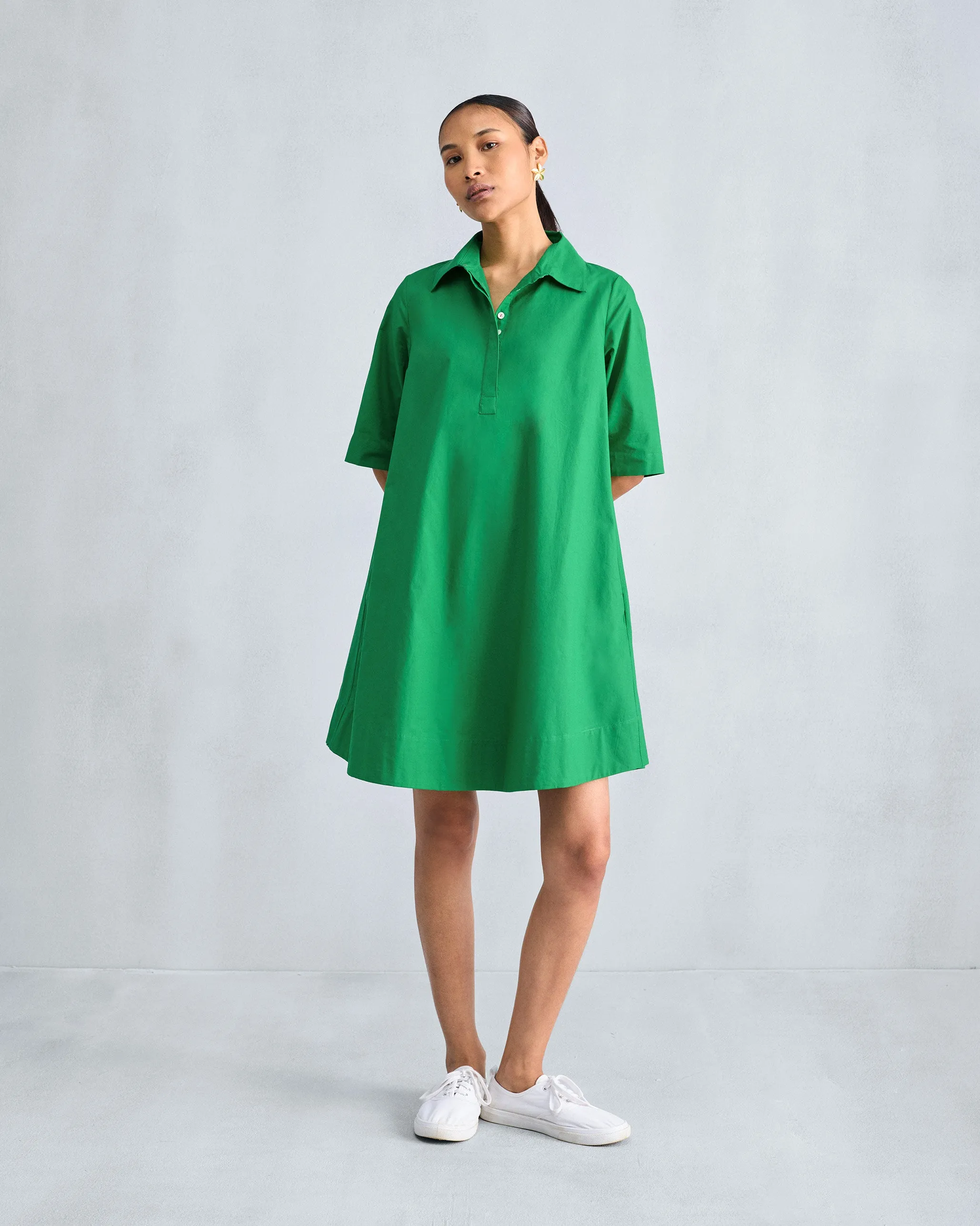 A-line Short Dress - Green Soft Finish