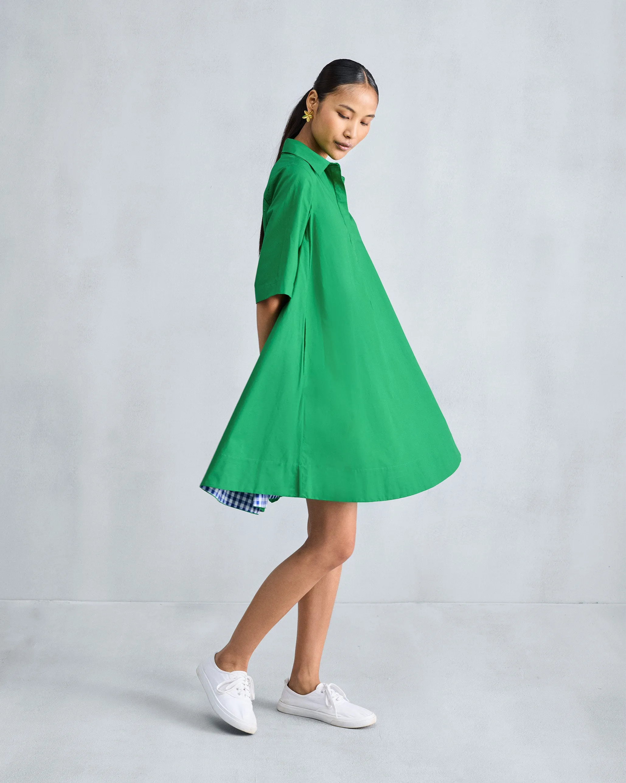 Chilly Weather Wear A-line Short Dress - Green
