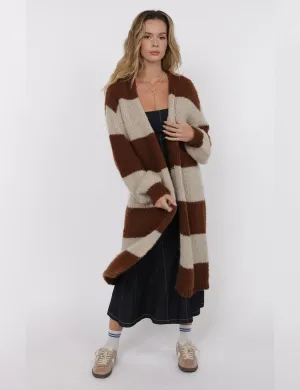 Layered Drape Suki Bubble Duster, Brown/Camel
