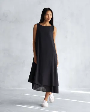 Day-to-evening dress Button Chic Double Layer Dress - Black