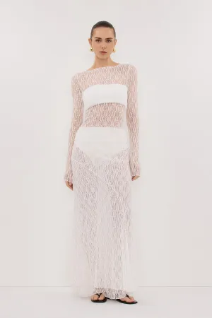 Natural Fiber Blend Sustainable Fibers LIZZIE WHITE LACE LONG SLEEVE TOP