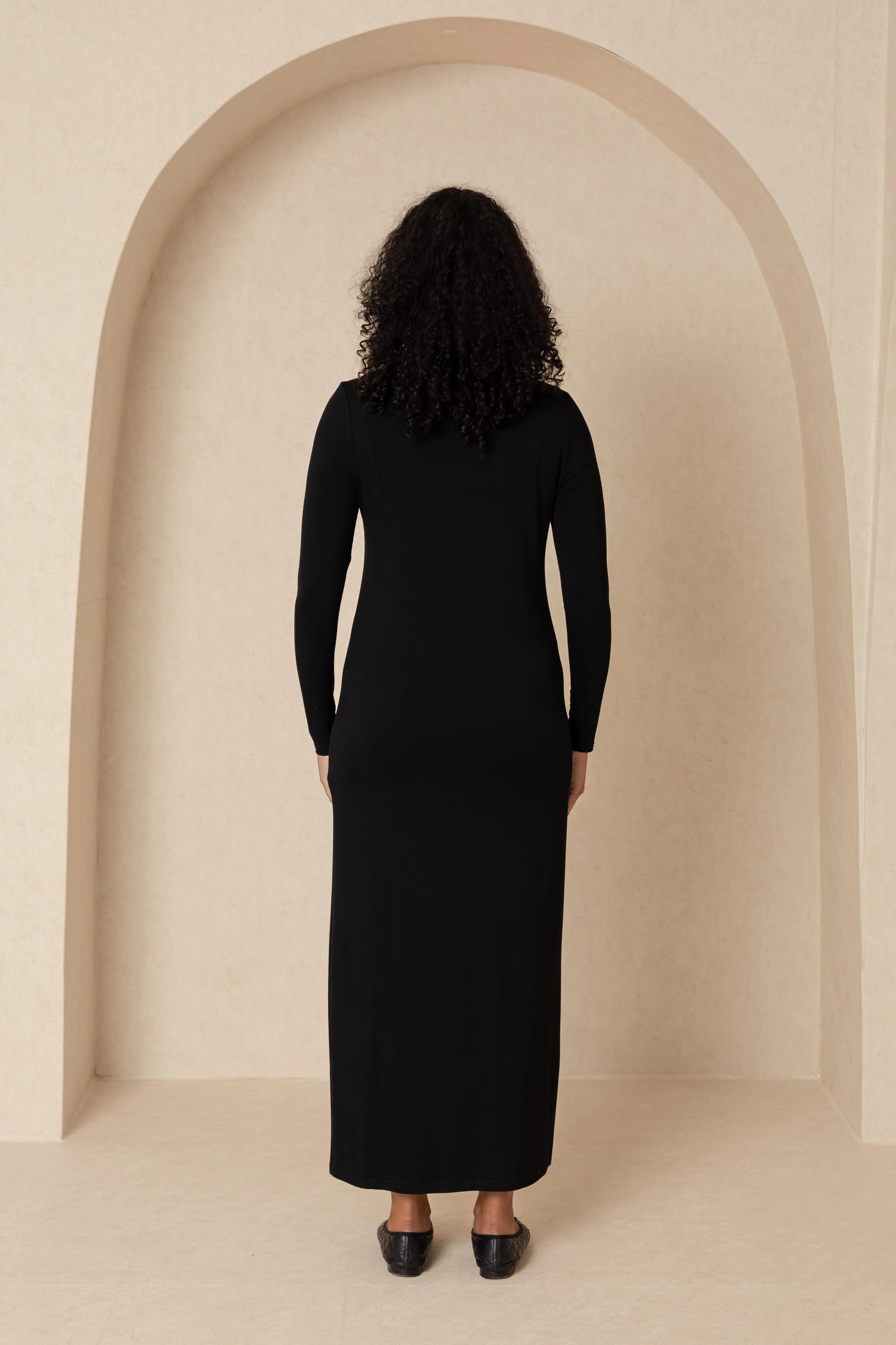 Stylish day dress Subtle Glam Black Turtleneck Maxi