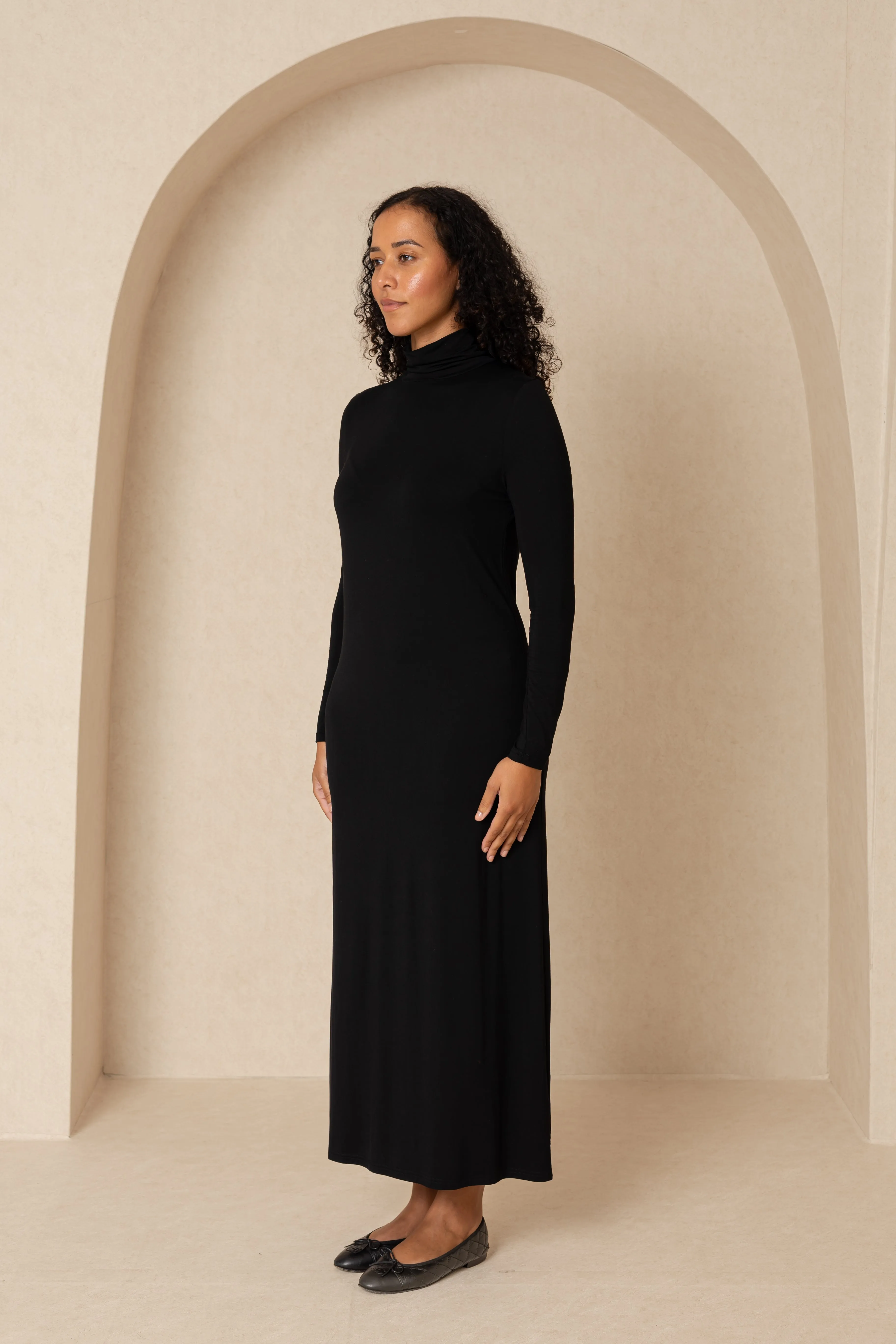 Light And Airy Happy Fit Black Turtleneck Maxi