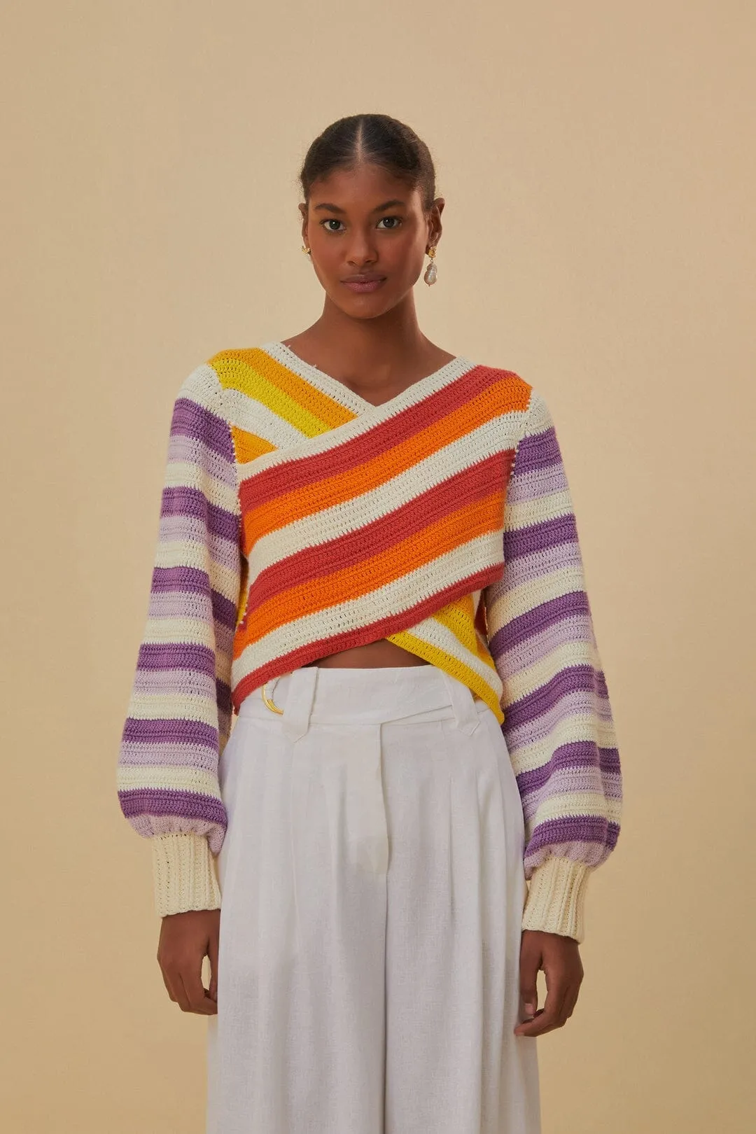 Sunset Stripes Crochet Sweater Water Repellent Finish