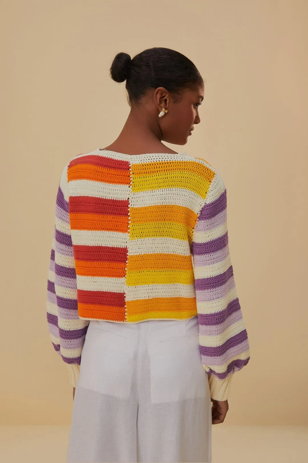 Sunset Stripes Crochet Sweater PreShrunk Fabric