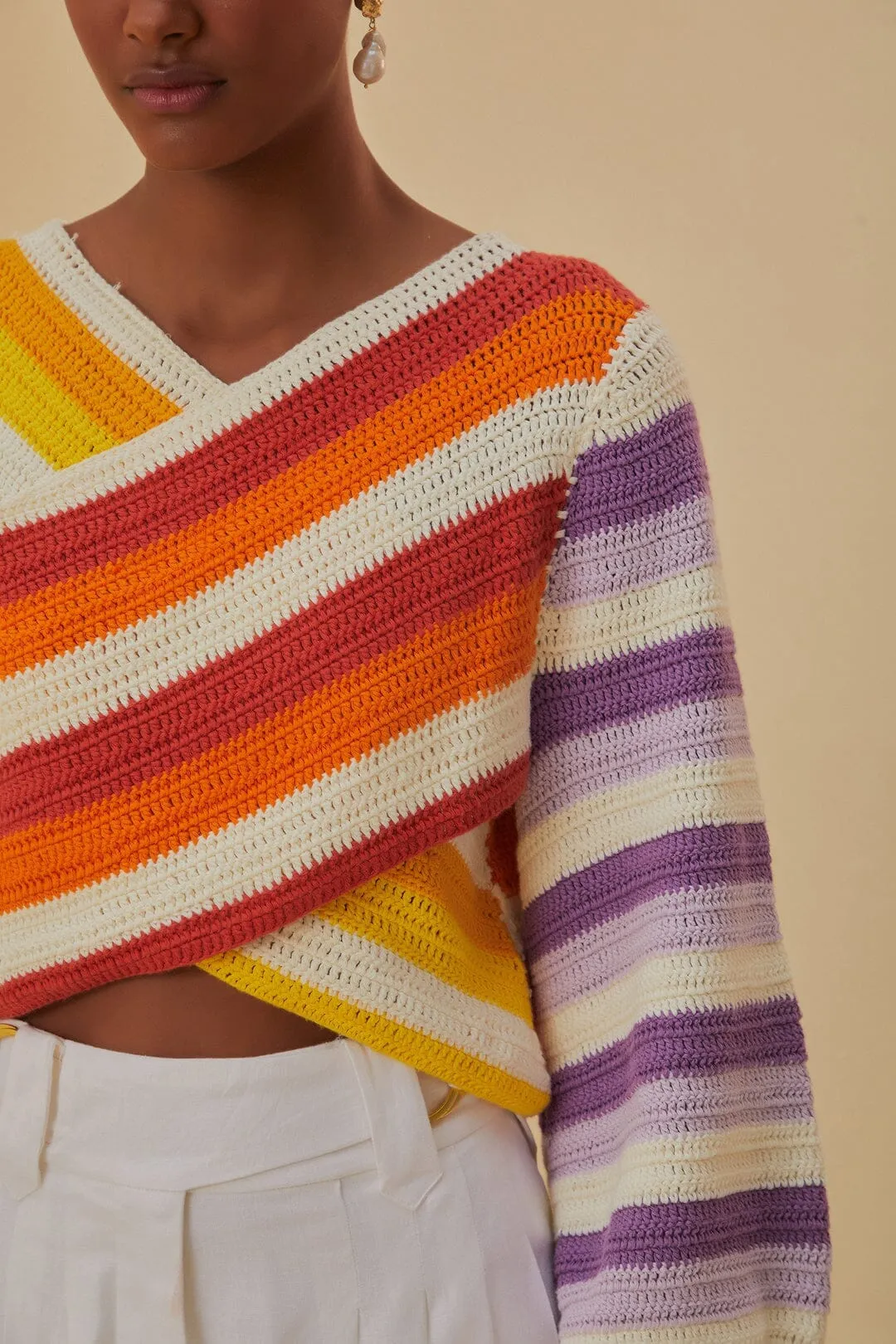 Sunset Stripes Crochet Sweater Chill Proof
