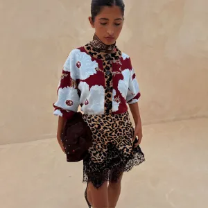 WrinkleResistant Chill Weather Burgundy & Blue Poppy Cardigan