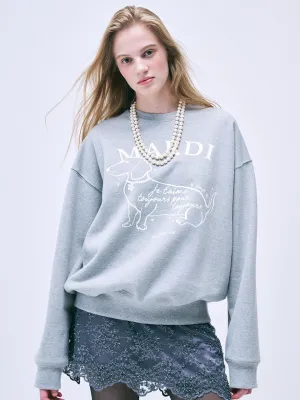 SWEATSHIRT SWING THE TAIL DDANJI FLOWER CHOKER_GREY IVORY Cold-Weather Wear