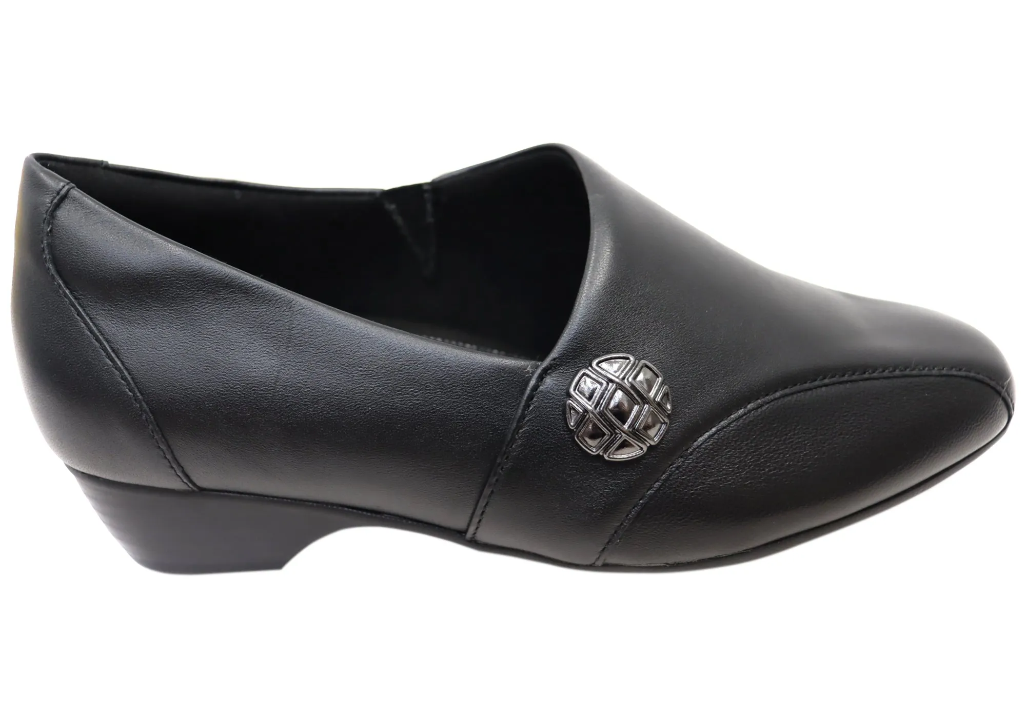 Homyped Thandi Stretch Womens Comfortable Leather Low Heel Shoes Bridal Stiletto Shoes Refined