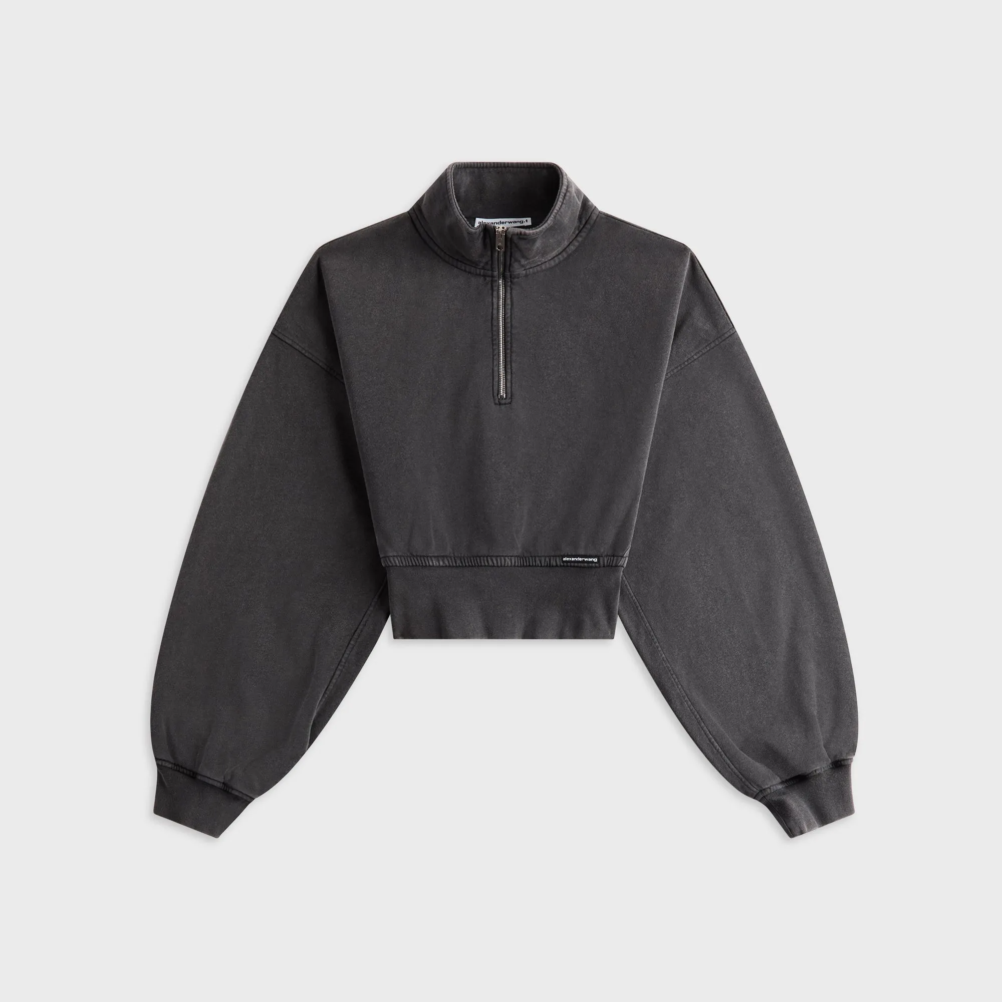 T by Alexander Wang Cropped Half Zip Pull Over - Washed Asphalt product embroidery artistry