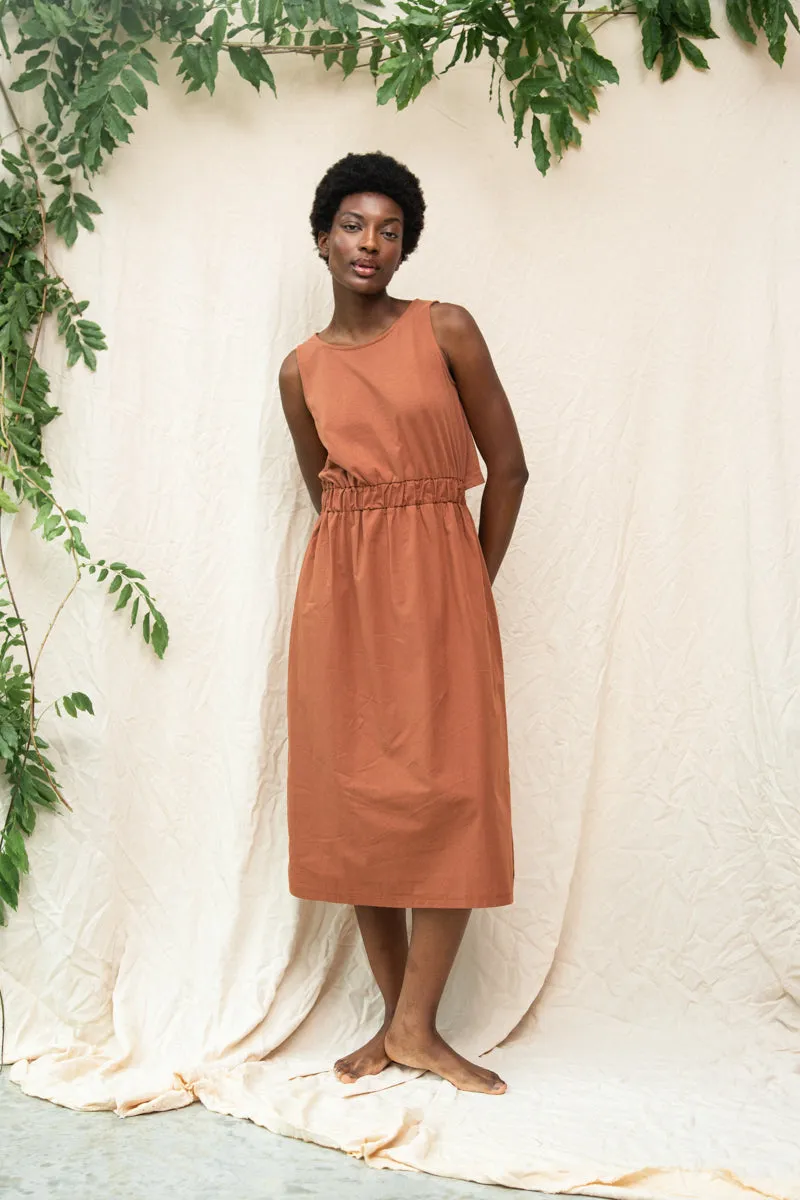 Cece Organic Cotton Dress in Russet Natural Flow
