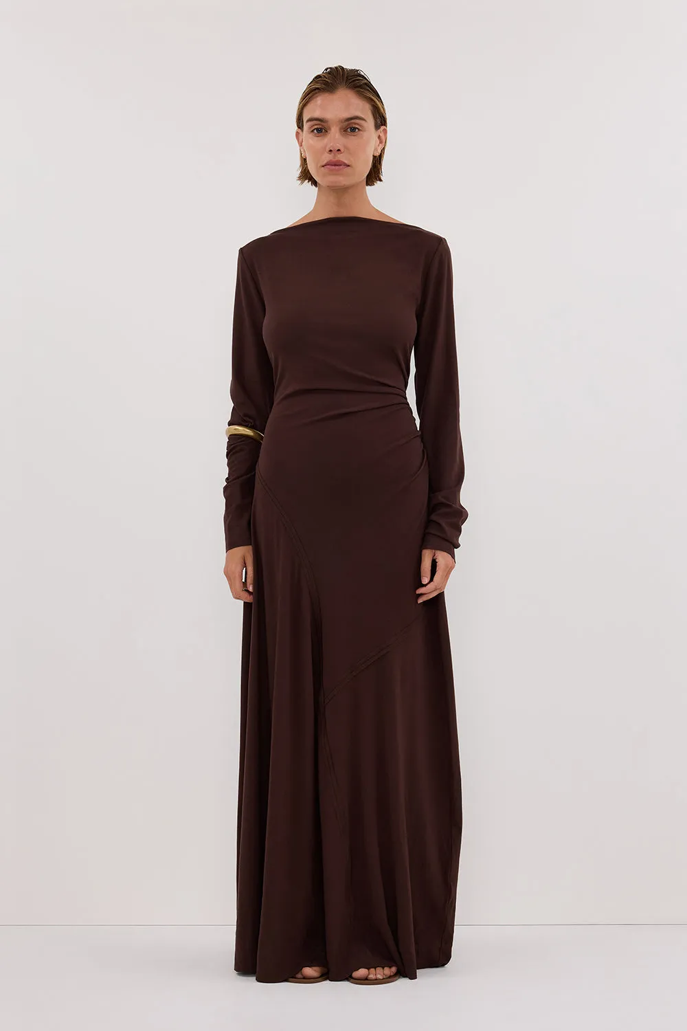 Perfect Design HADLEY CHOC LONG SLEEVE KNIT MAXI DRESS