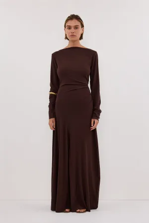 Perfect Design HADLEY CHOC LONG SLEEVE KNIT MAXI DRESS