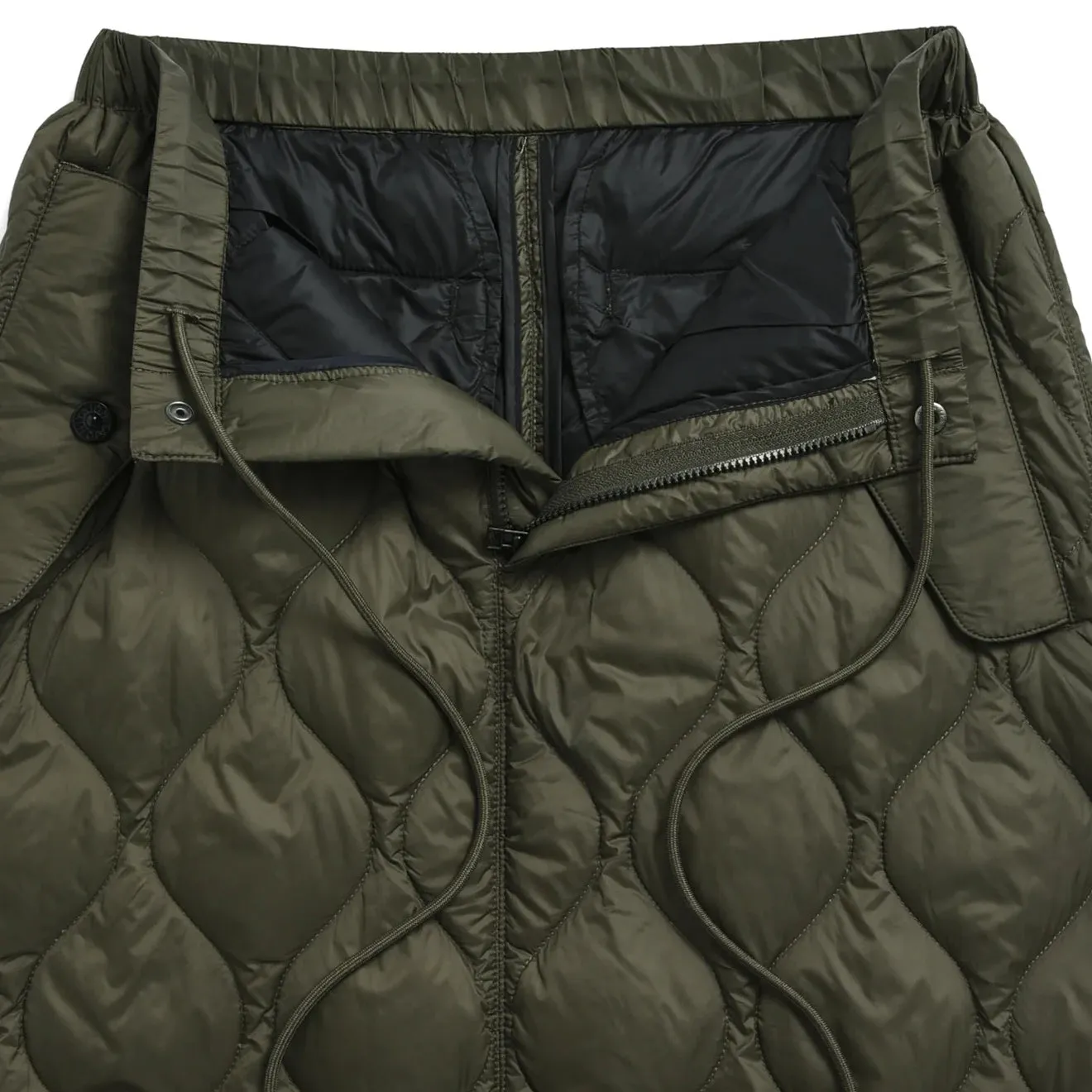 Non Restrictive Fit Faux Leather Taion Womens Military Snap Button Down Skirt Dark Sage Green