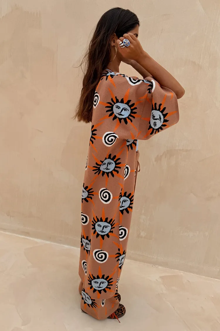 Tan Sun Cardigan Antibacterial Treatment DenseKnit Fabric