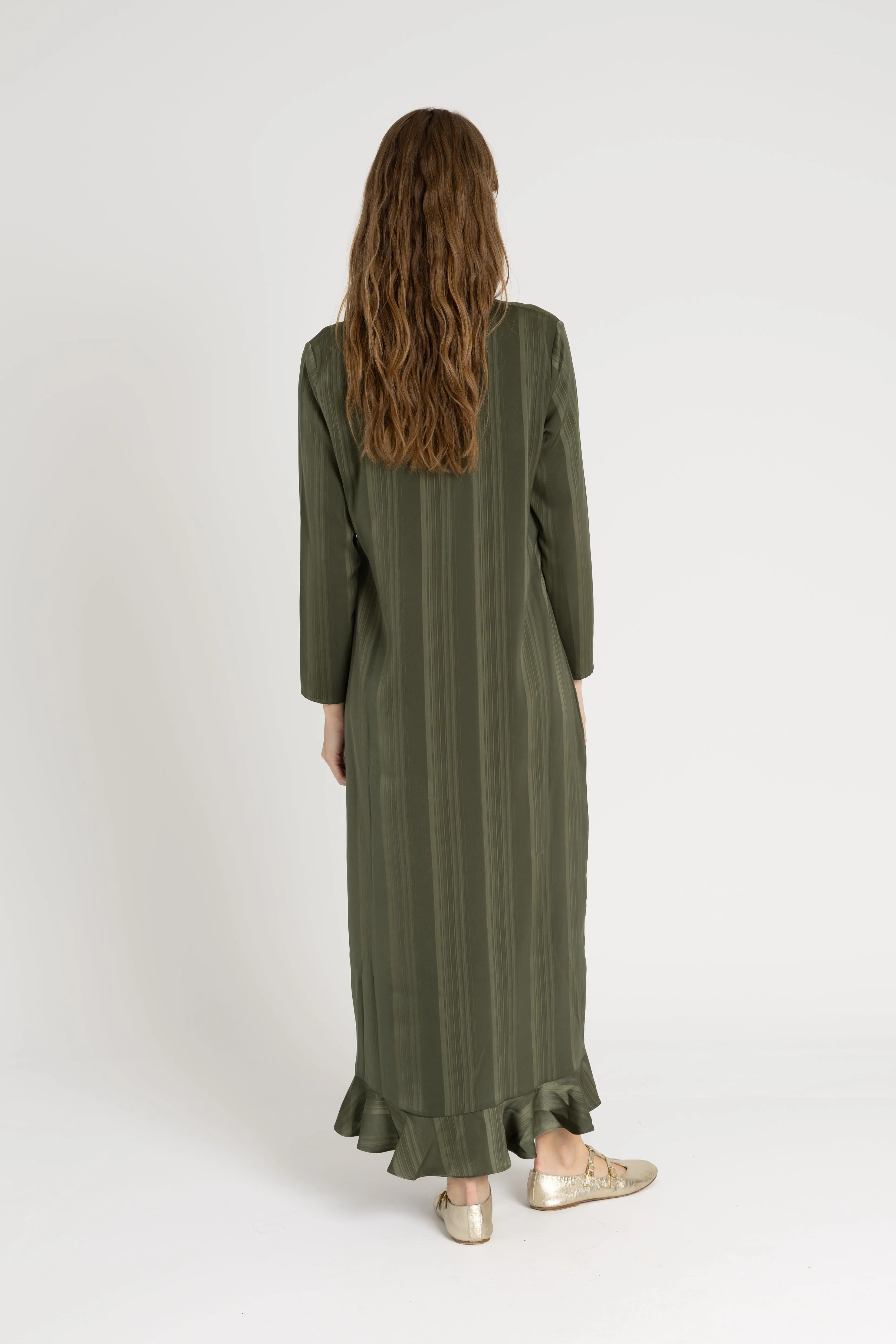 Green Striped Button Down Maxi Blue Sky