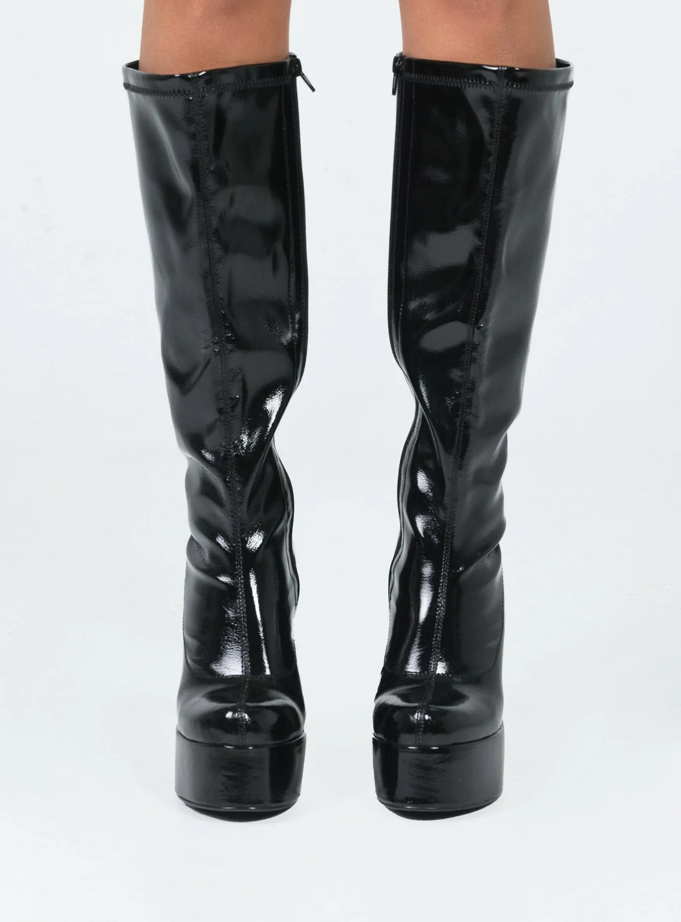 Flat Platform Temptation Boots Black