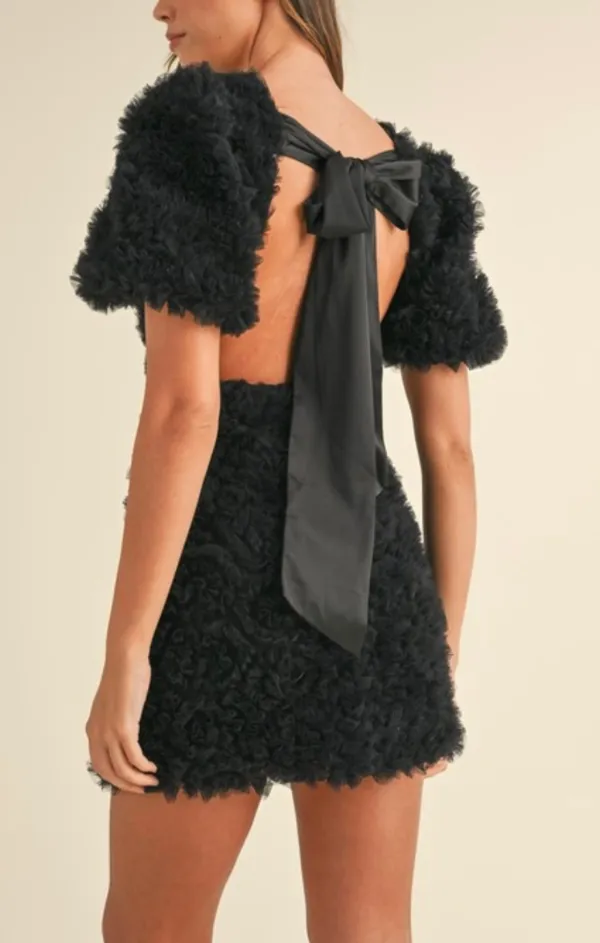 Textured Floral Applique Mini Dress Mid Fit