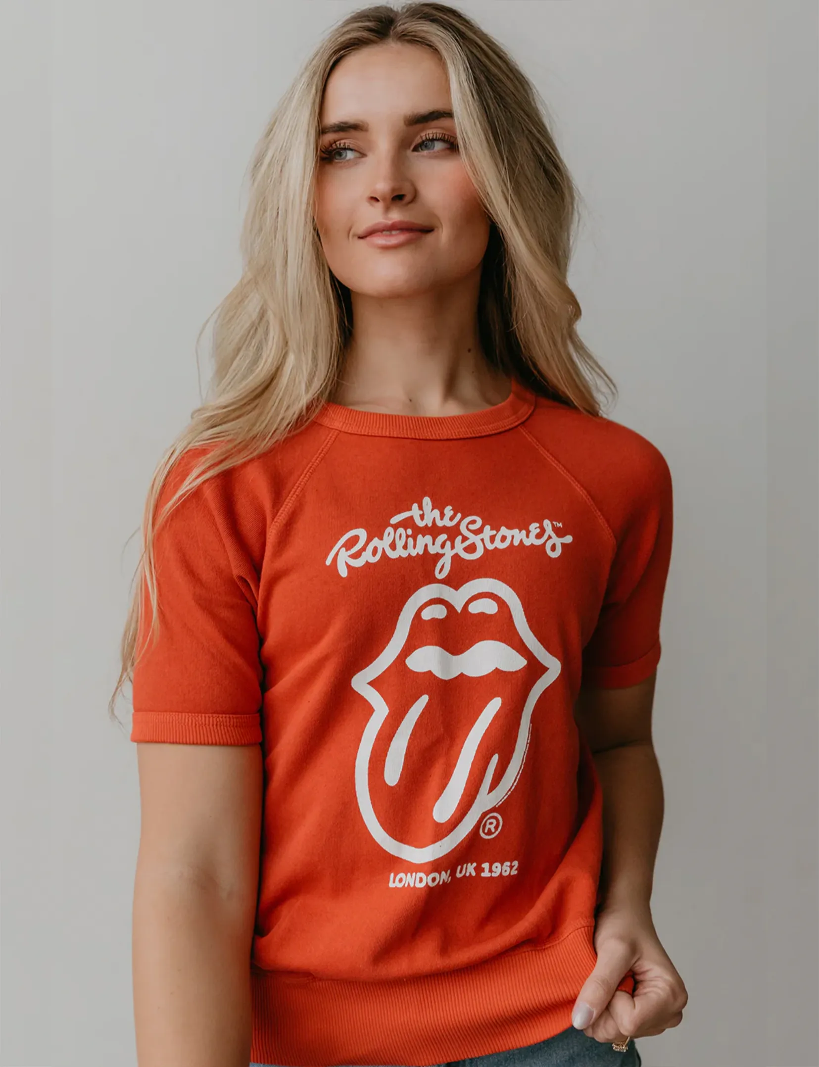 Raw Hem Finish The Rolling Stones London Raglan Tee, Red