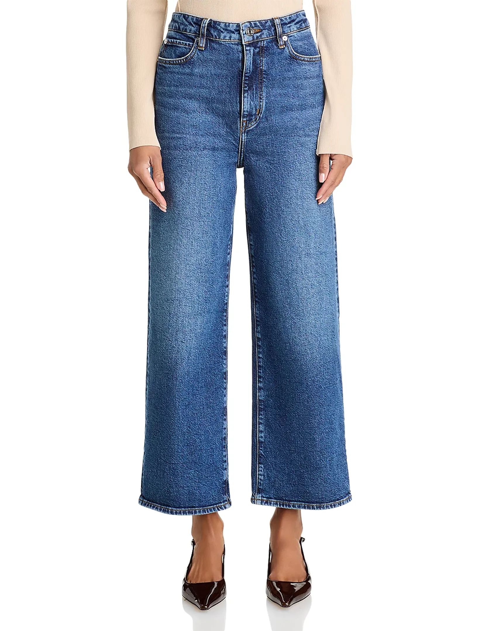 Flattering Style Adjustable loop The Wide High Rise Ankle, Rival