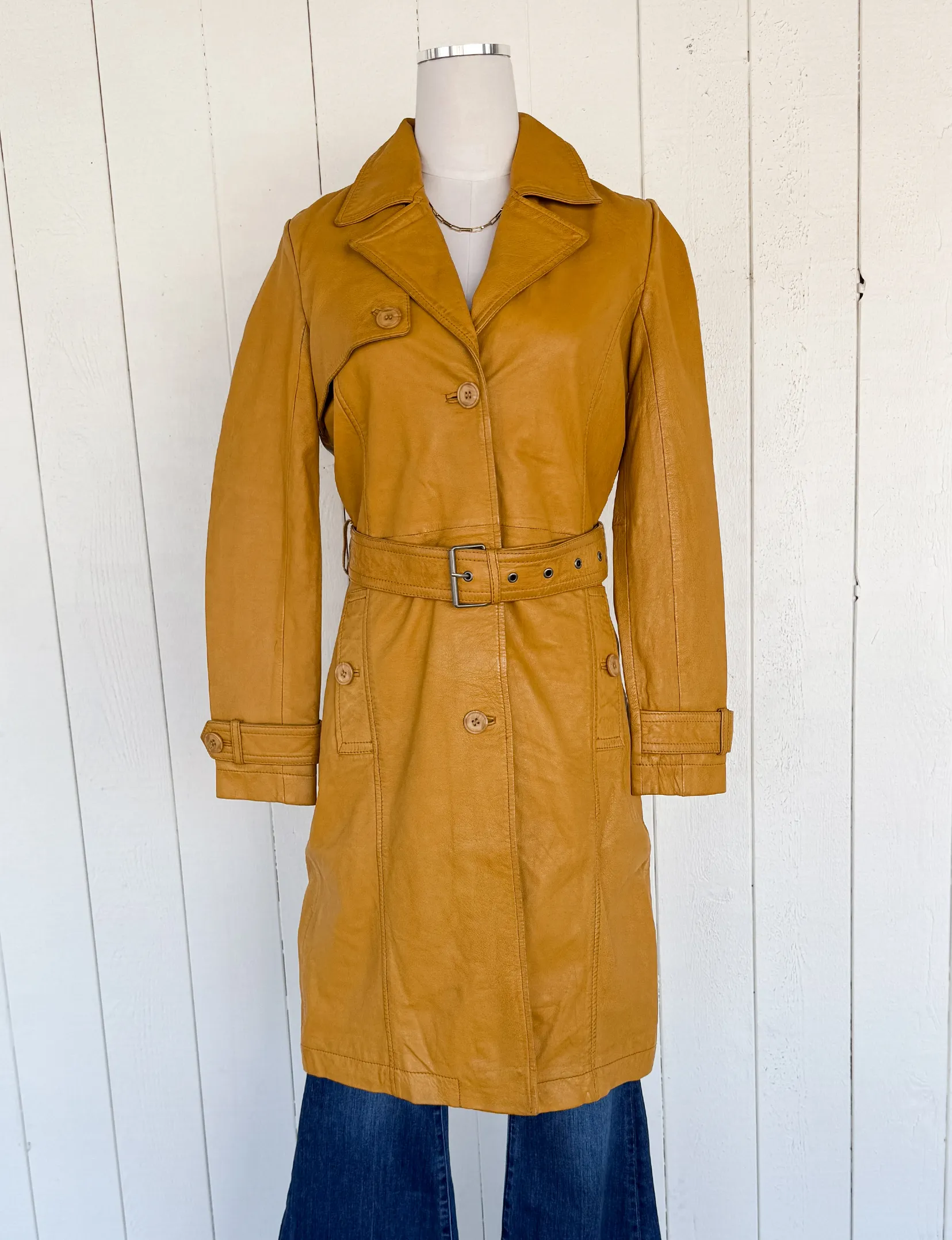All Season Adaptability Leah CF Trench Coat, Dark Yellow