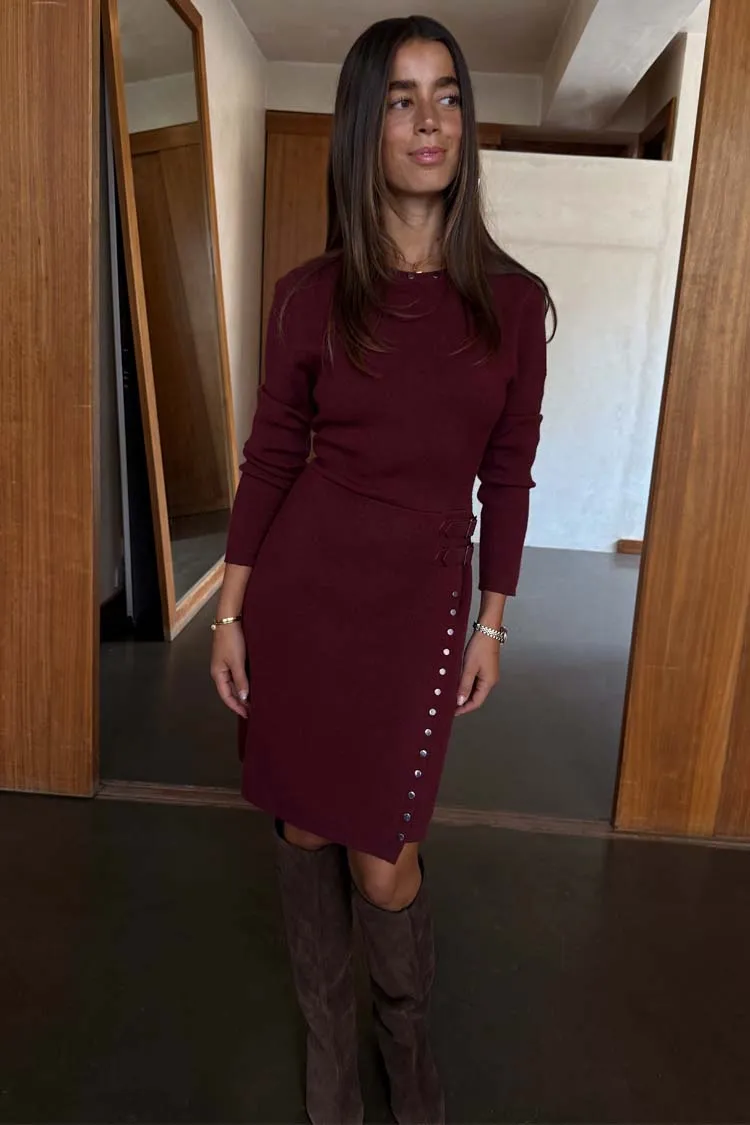 Low Impact Dye Burgundy Stud Sammie Mini Dress