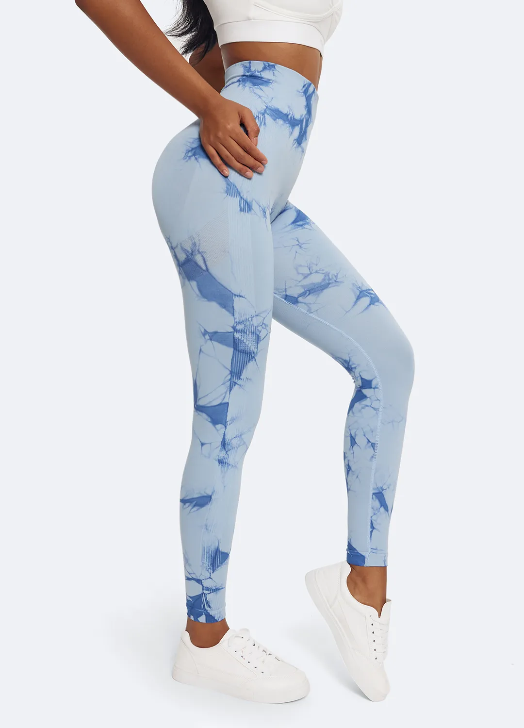 Seamless Design Summer Wear Tie Dye Leggings with Push-Up