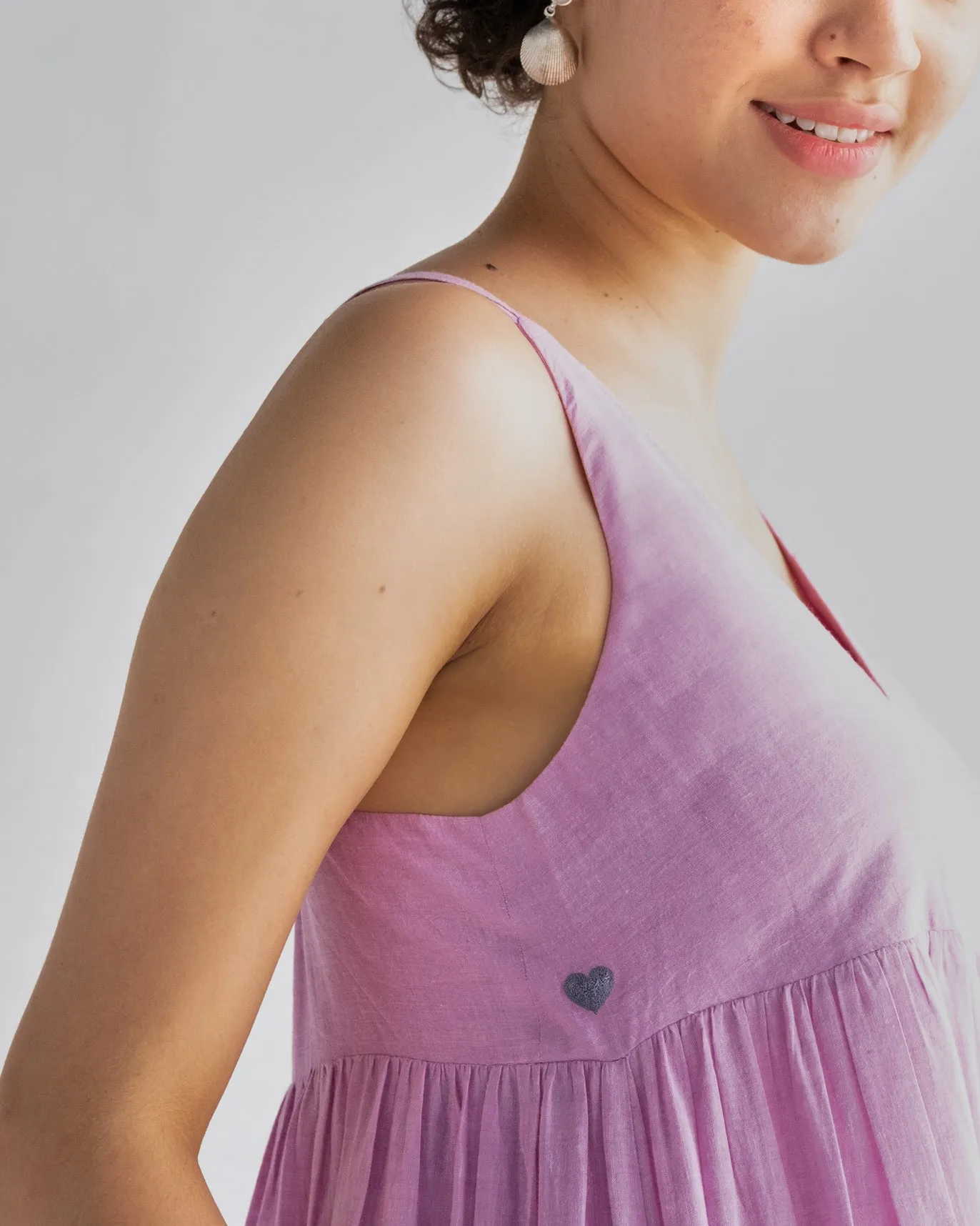 Romantic-Detail Tier Dress - Lilac