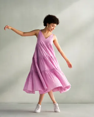 Back Glow Street Edge Tier Dress - Lilac