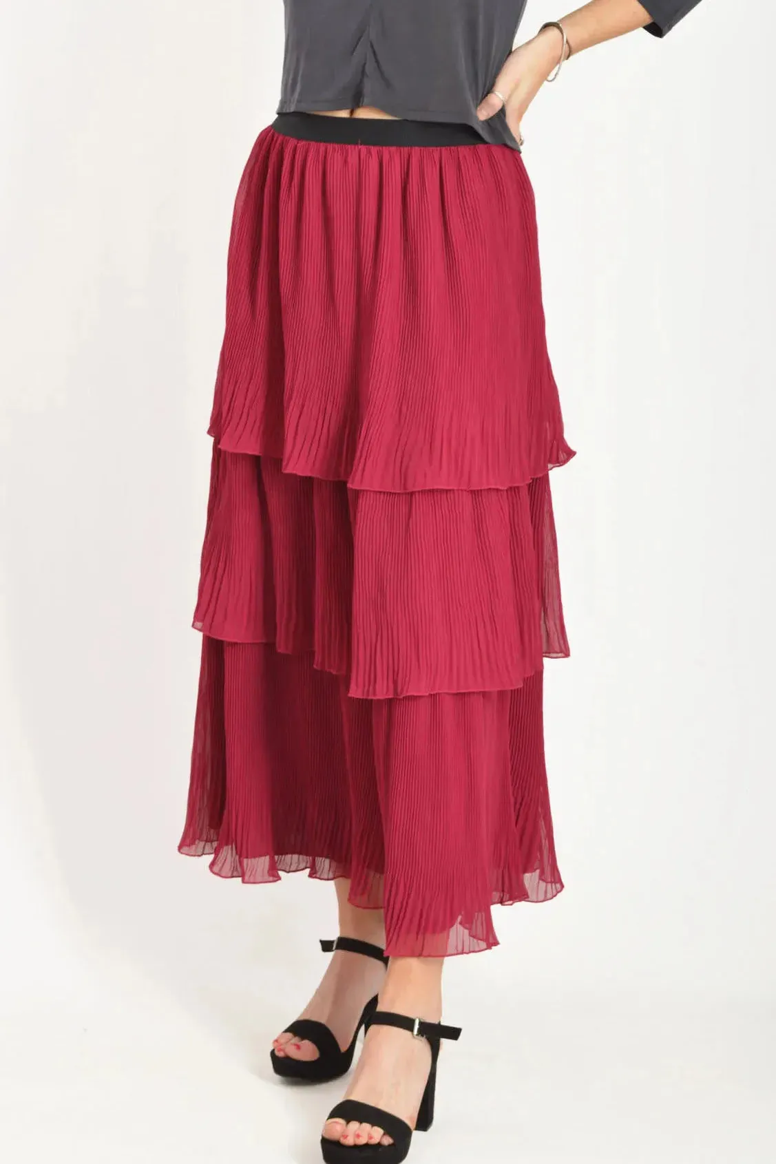 Timeless Trend Casual Feel Tiered Plisse Maxi Skirt