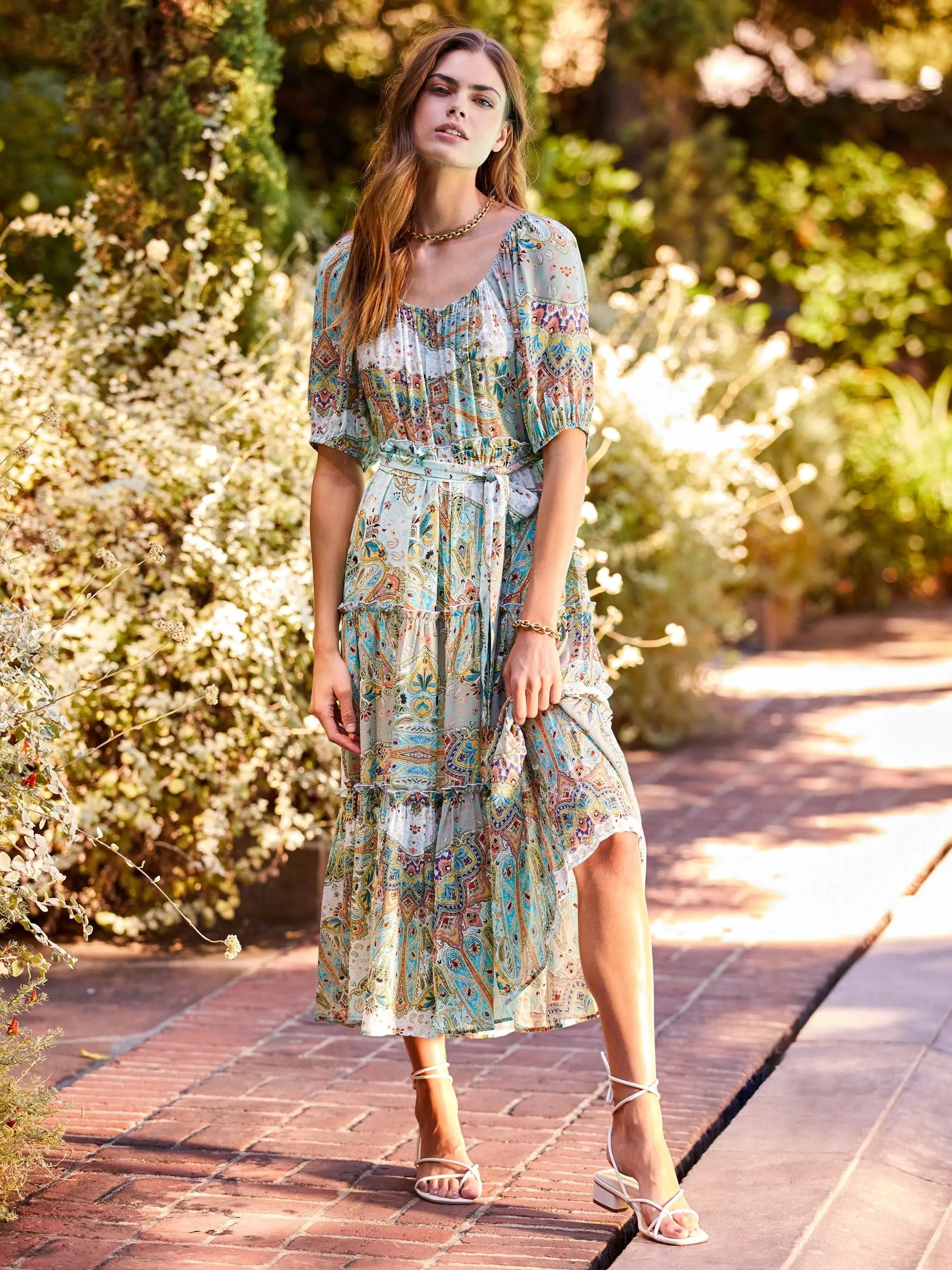 Tiered Poof Sleeve Dress Art Event