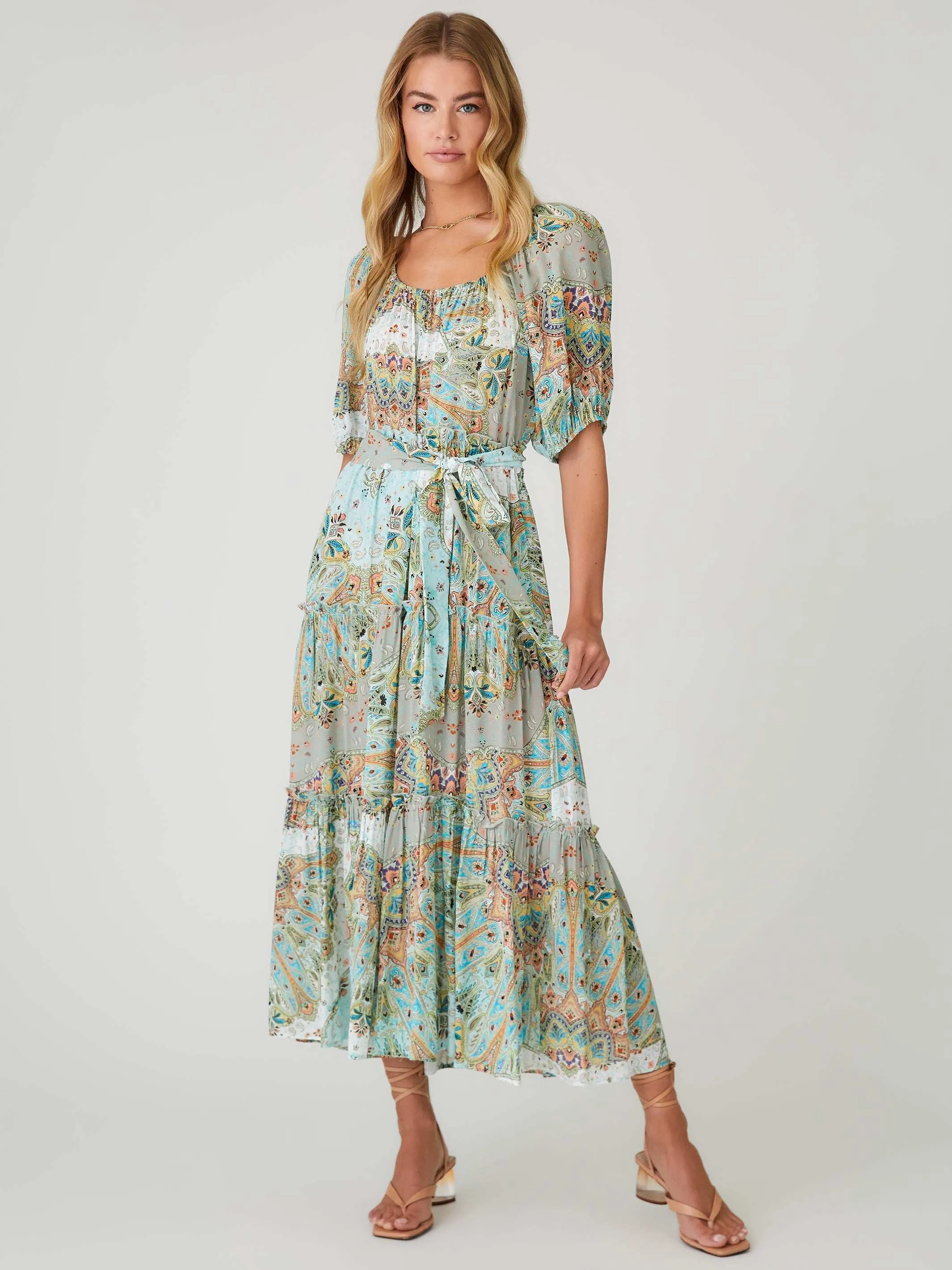 Timeless Comfort Wear Contemporary Style Tiered Poof Sleeve Dress