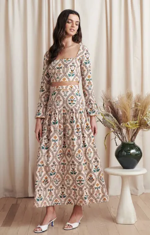 Wila Marigold Tile Midi Skirt Set Graceful Look Must Have Feature