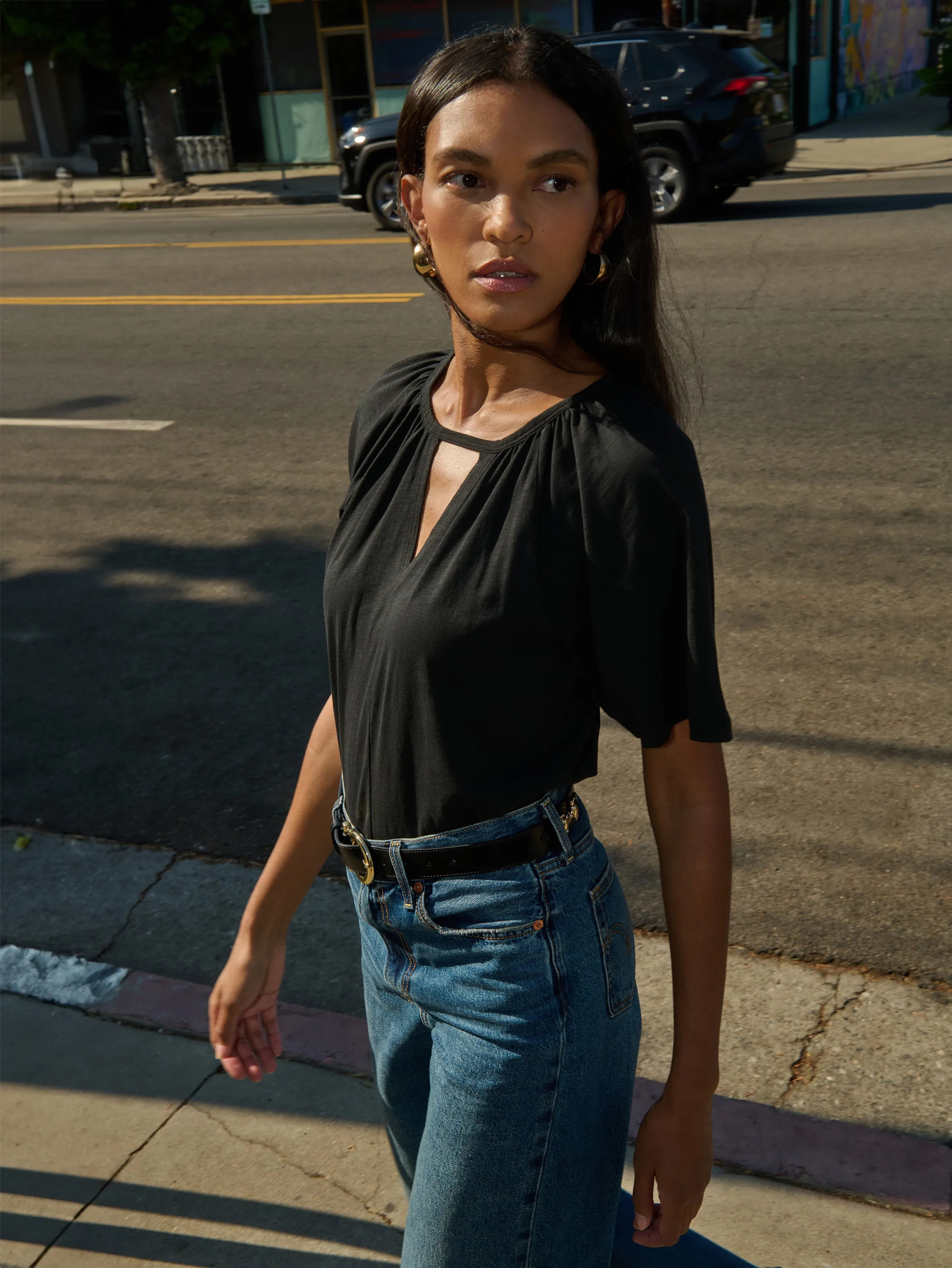 Tracy Keyhole Top Easy-to-Style Top Effortless Comfort Wear