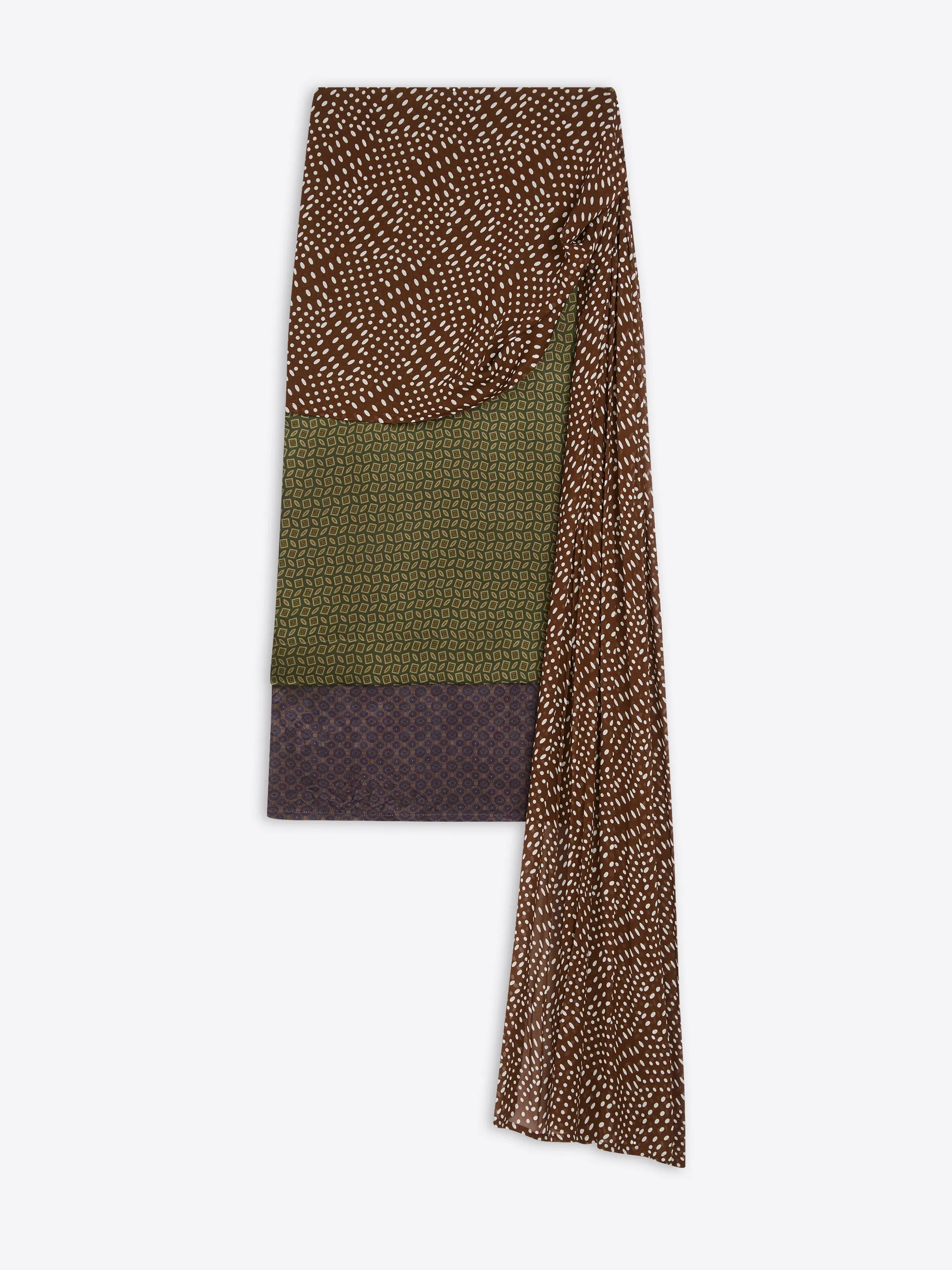 Draped silk satin skirt Diagonal Slit