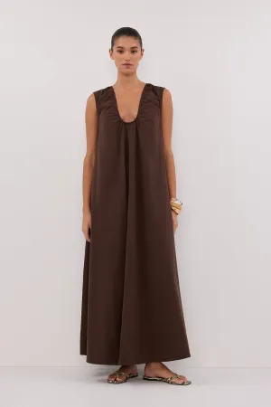 Timeless Line GABBY BITTER CHOC OVERSIZED COTTON MIDI DRESS