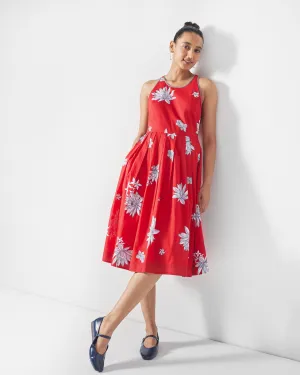 Kaito Dress - Red & White Print Sleek Wear