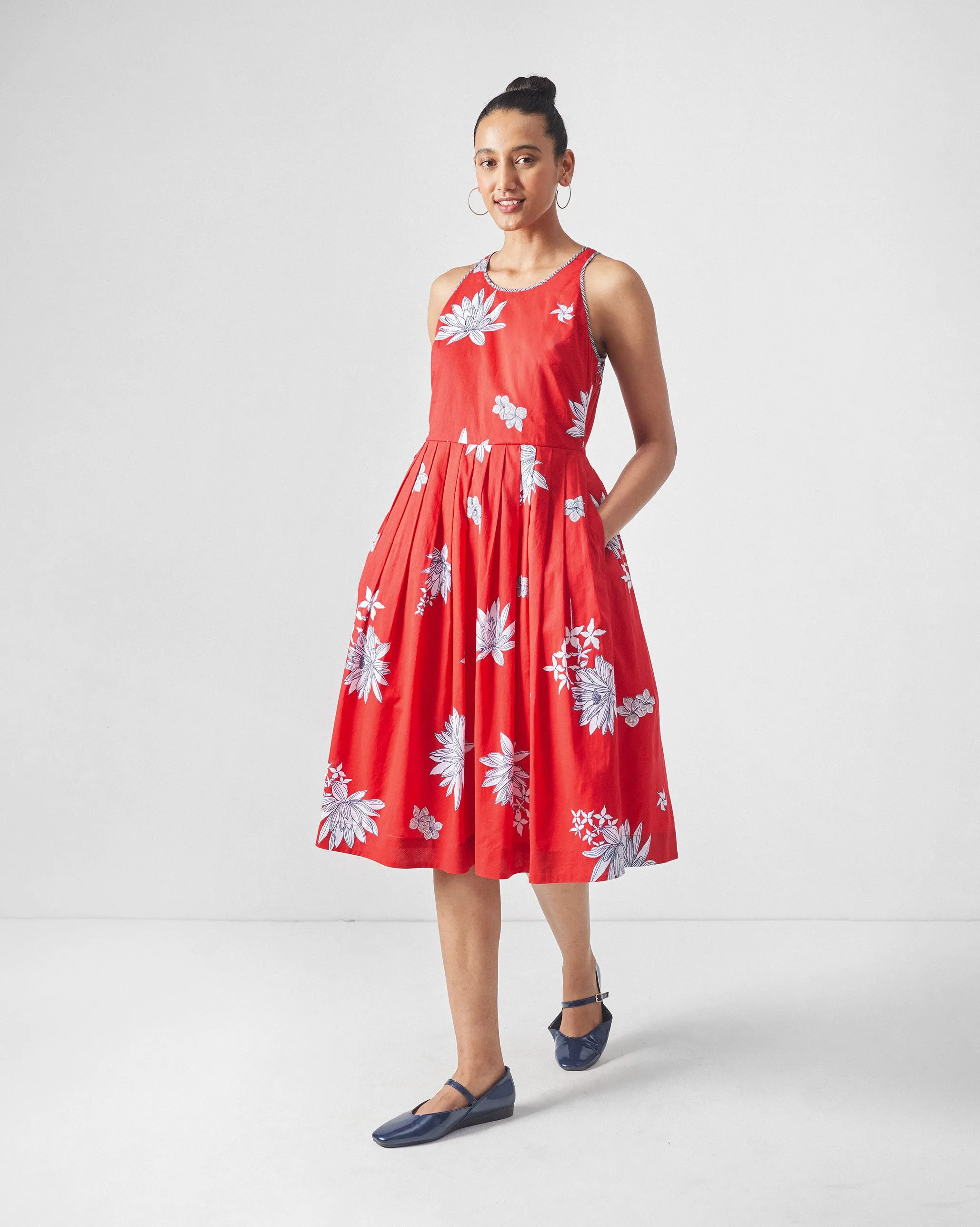 Kaito Dress - Red & White Print Resort Ready