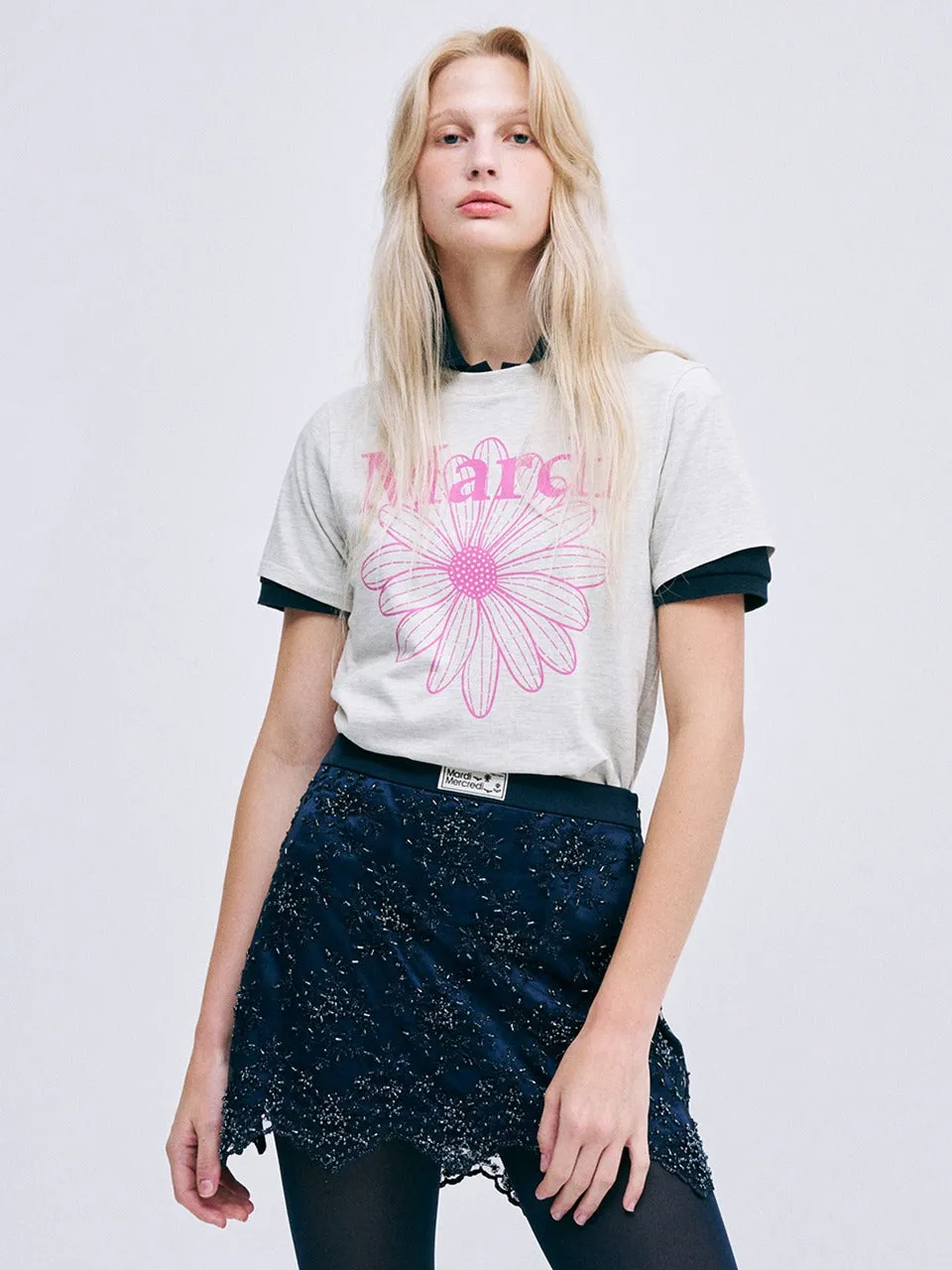 coordinate with other items Easy Look SLIM TSHIRT FLOWERMARDI_OATMEAL PINK