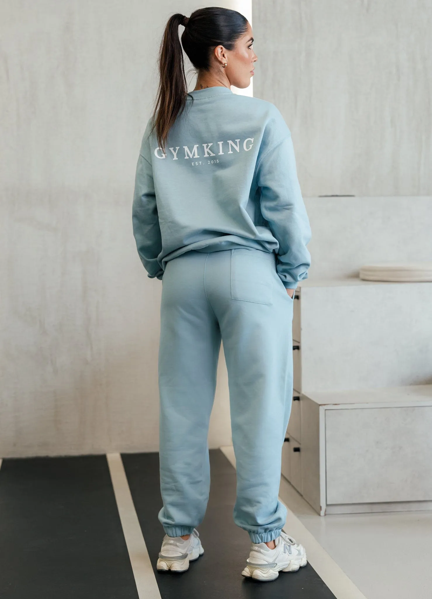 Gym King Established Relaxed Fit Jogger - Stone Blue StainResistantCoating