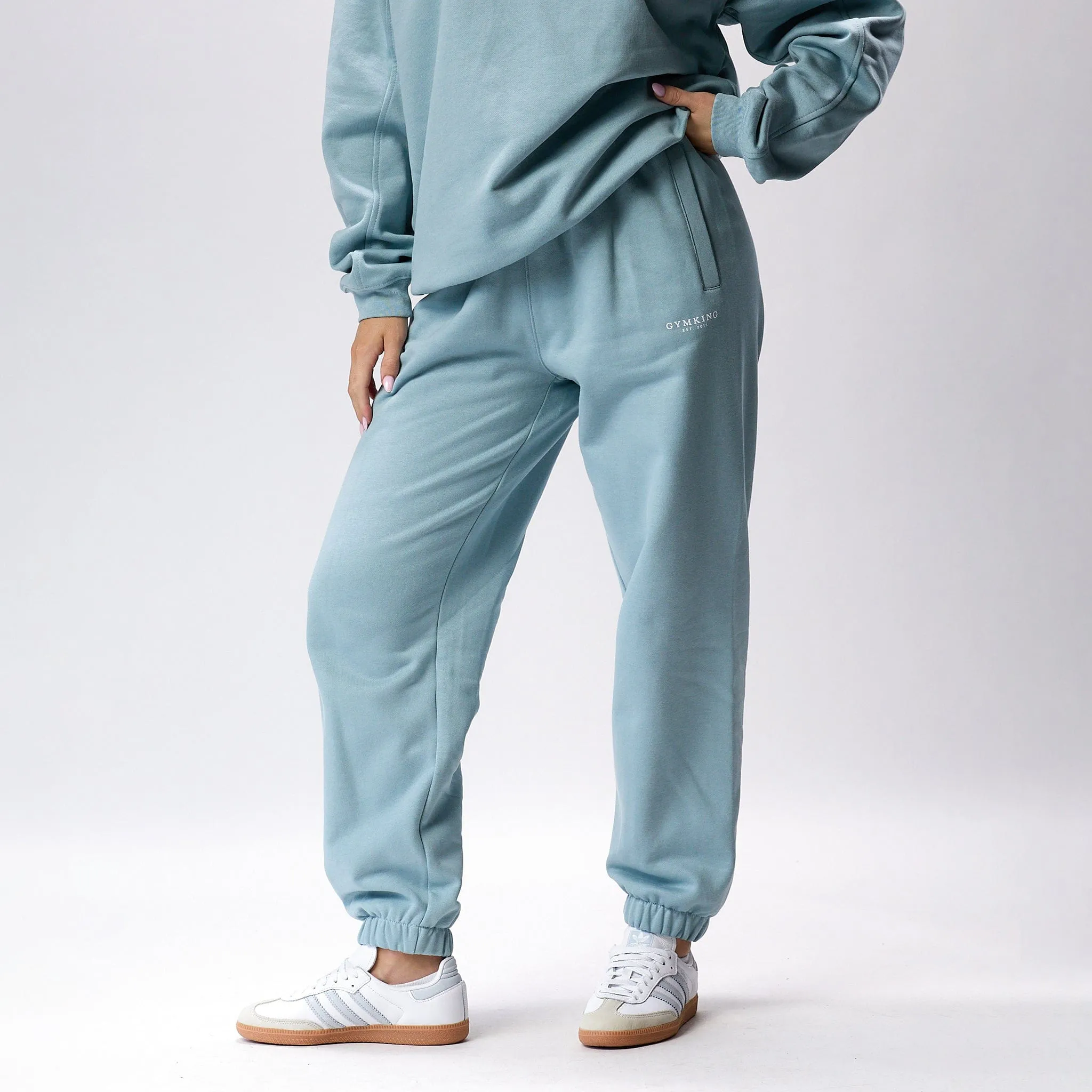 Gym King Established Relaxed Fit Jogger - Stone Blue Eco Friendly Material