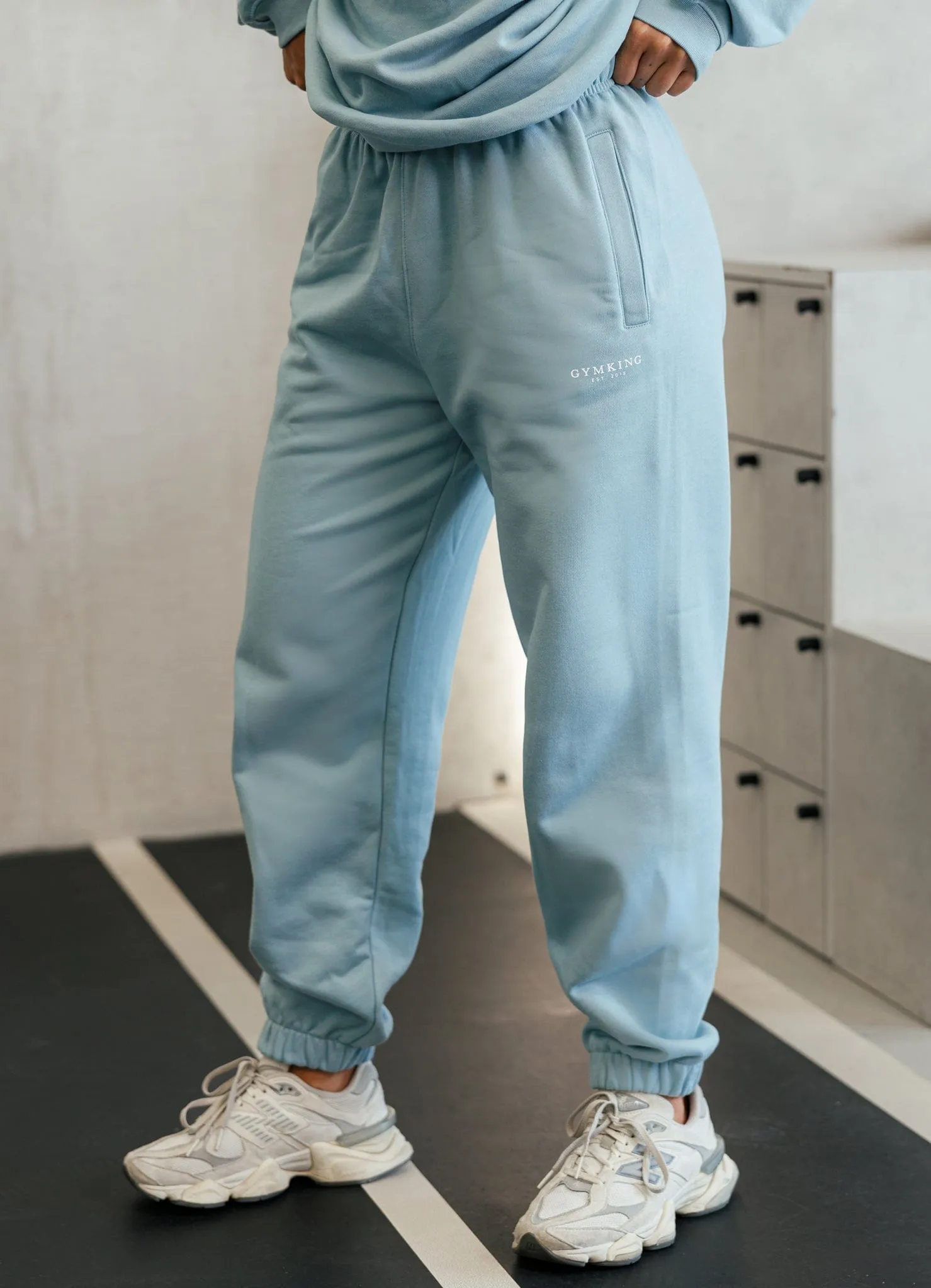 Gym King Established Relaxed Fit Jogger - Stone Blue Recycled Polyester Blend AntiPilling
