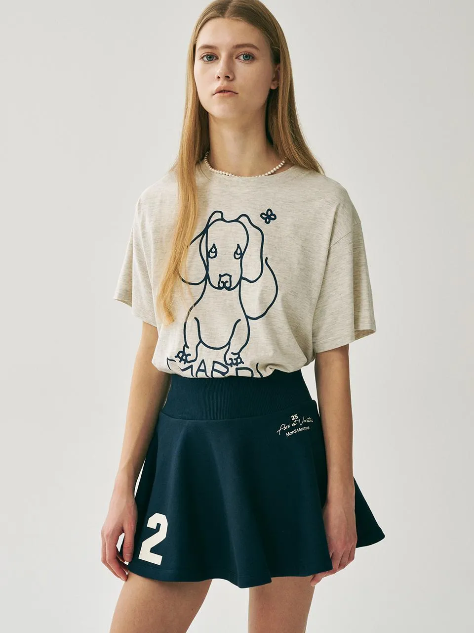 TSHIRT DDANJI CH.02_OATMEAL NAVY Cashmere combination Fashion Essential