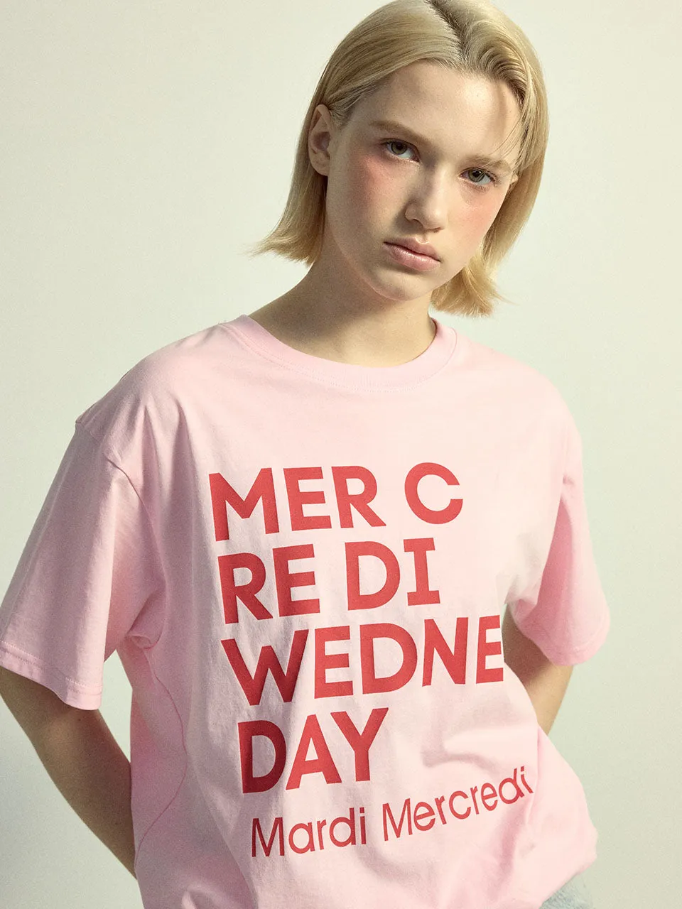 Comfortable and Chic StretchReinforcedArmholes TSHIRT DU MERCREDI_LIGHTPINK RED