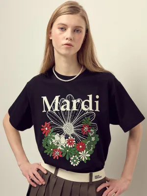 TSHIRT FLOWERMARDI JARDIN_BLACK IVORY Essential Wear