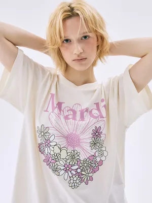 Chill Wear Sustainable Dye Process TSHIRT FLOWERMARDI JARDIN_CREAM PINKLAVENDER