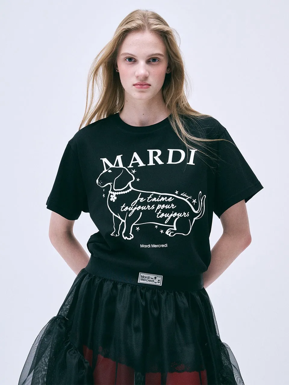 TSHIRT SWING THE TAIL DDANJI FLOWER CHOKER_BLACK IVORY Cozy Hug