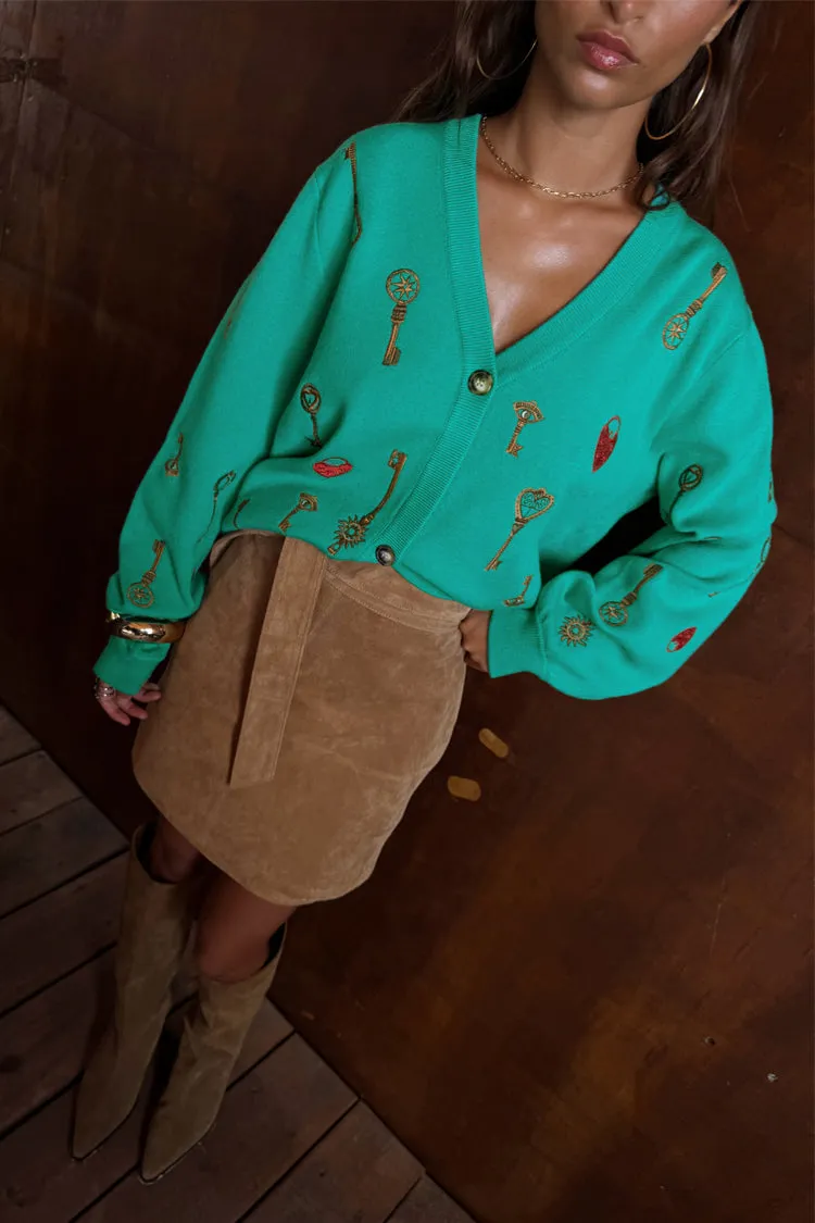 Odor Resistant Everyday Pair Turquoise Key Cardigan